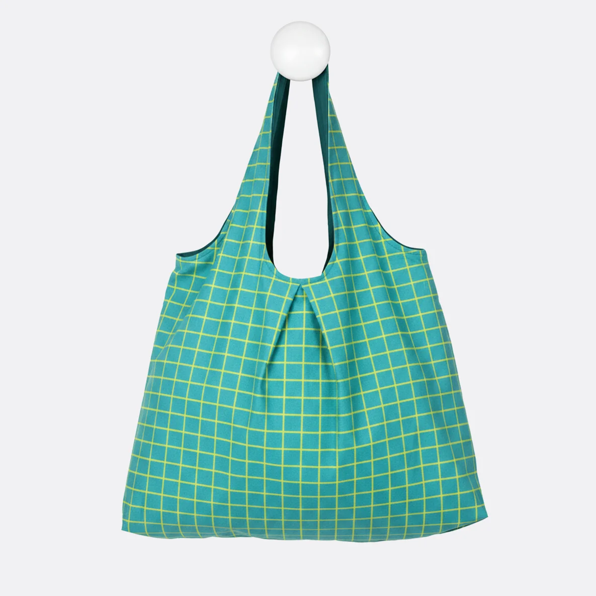 Wendetasche "Milly" aus Bio Canvas Beetles und Bugs Grids Petrol