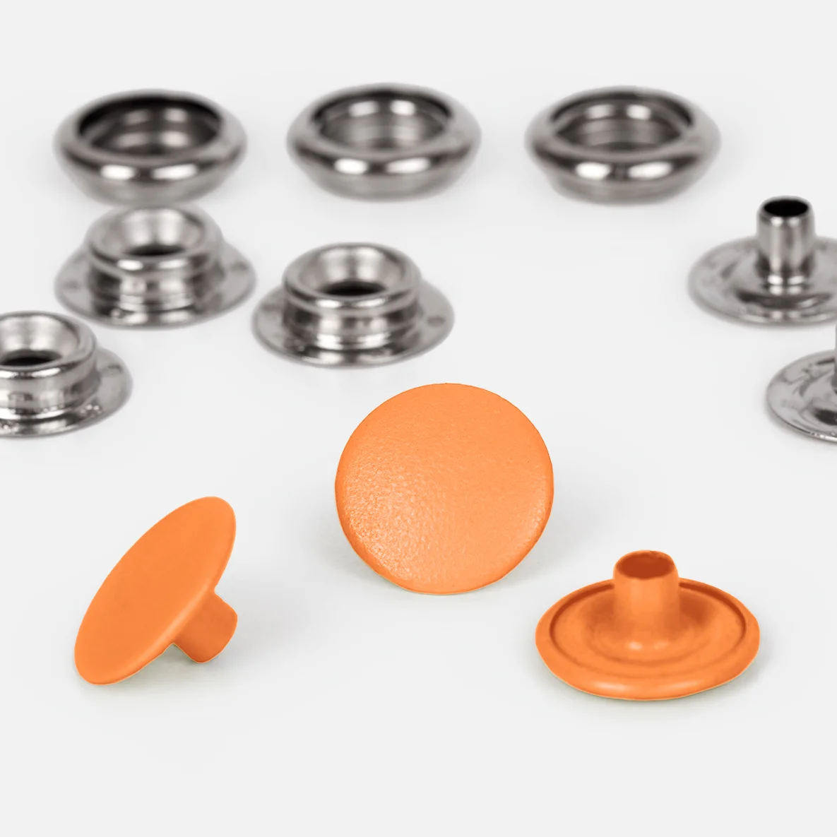 Anorak Druckknöpfe, 15mm, 10 Stück, Neonorange