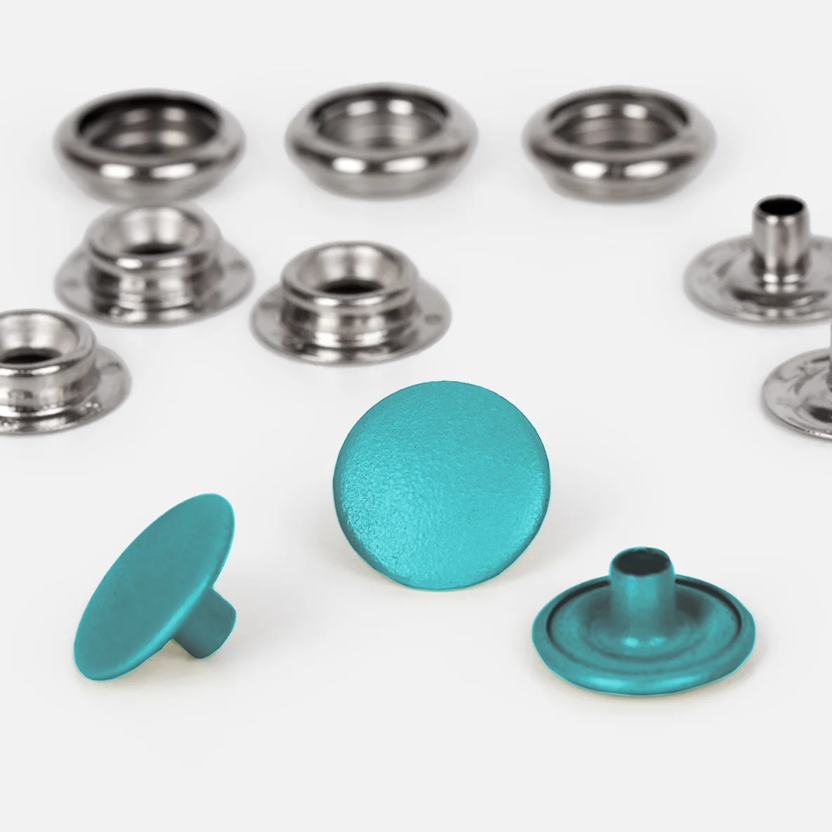 Anorak Druckknöpfe, 15mm, 10 Stück, türkis