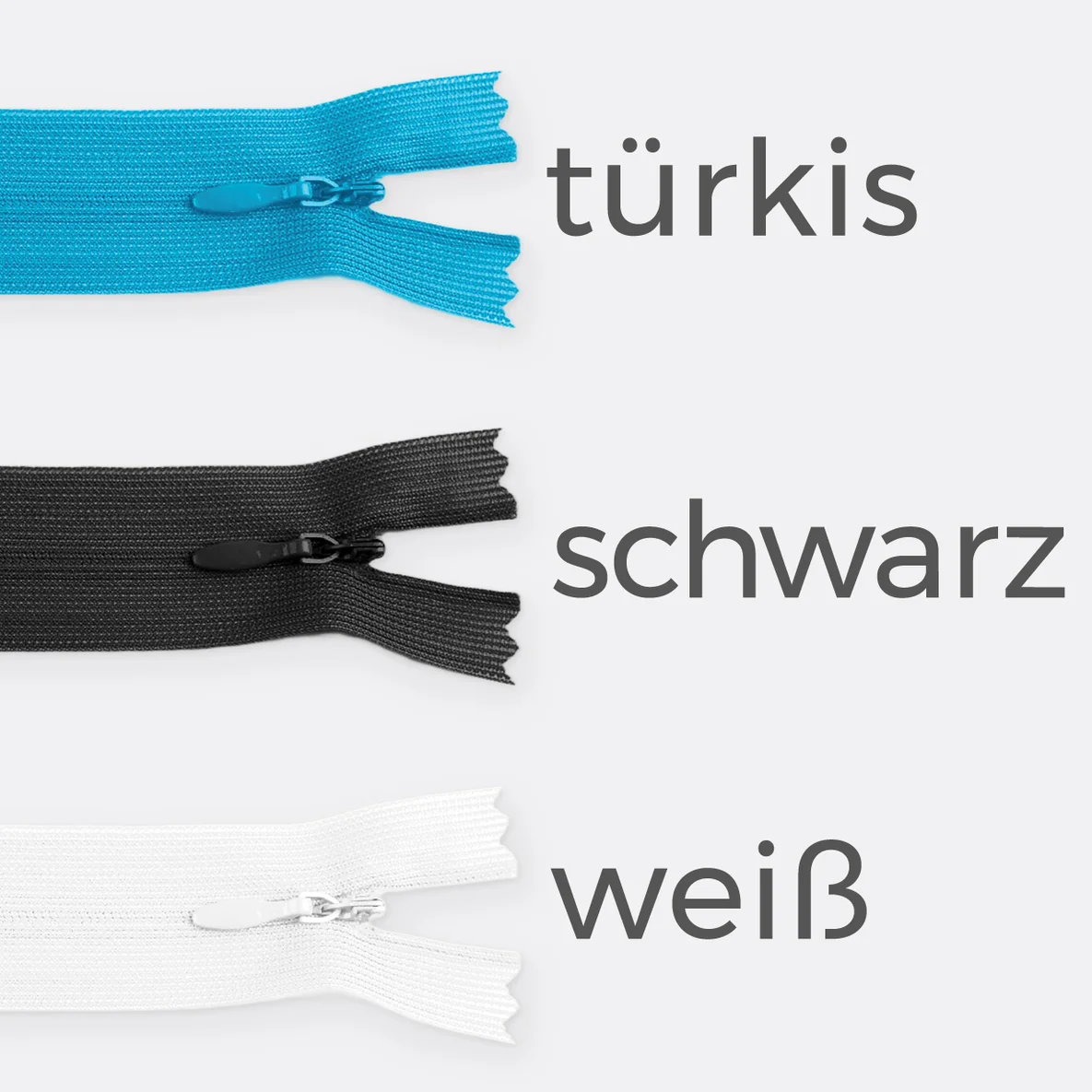 Reißverschluss Nahtverdeckt 60 cm, türkis, schwarz, weiß