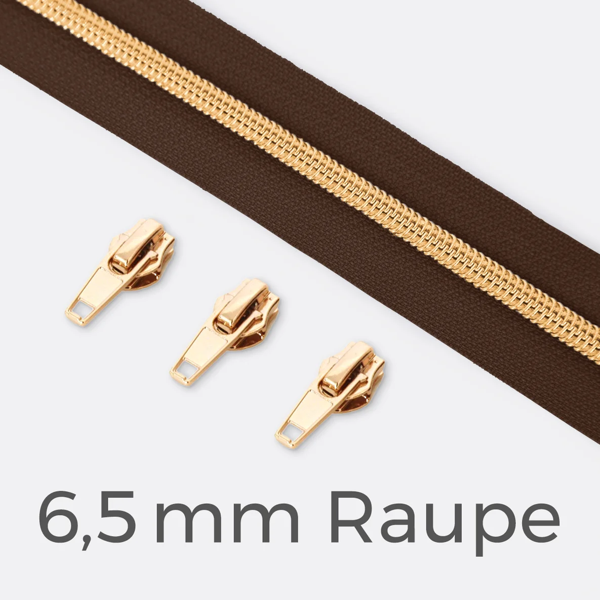 Endlos-Reißverschluss 6,5mm Raupe Gold Dunkelbraun D568