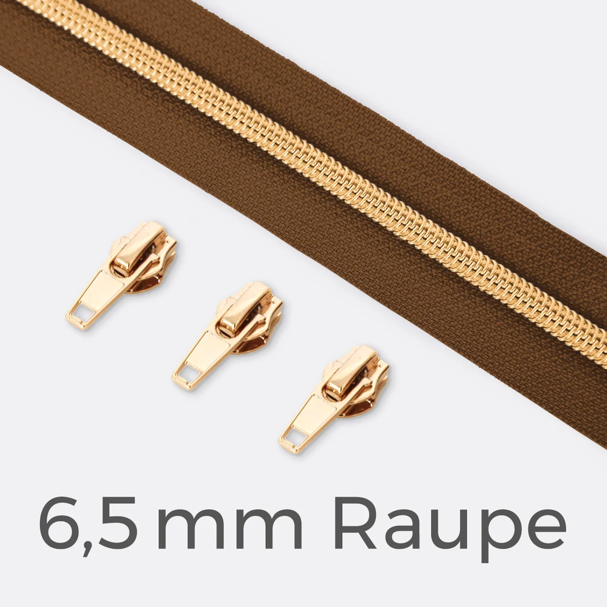 Endlos-Reißverschluss 6,5mm Raupe Gold Goldbraun D857