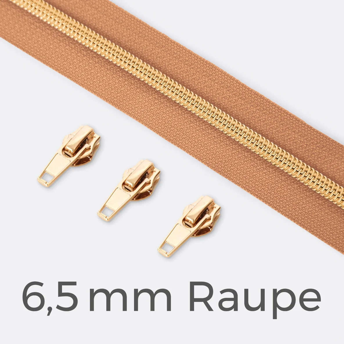 Endlos-Reißverschluss 6,5mm Raupe Gold Apricot D114