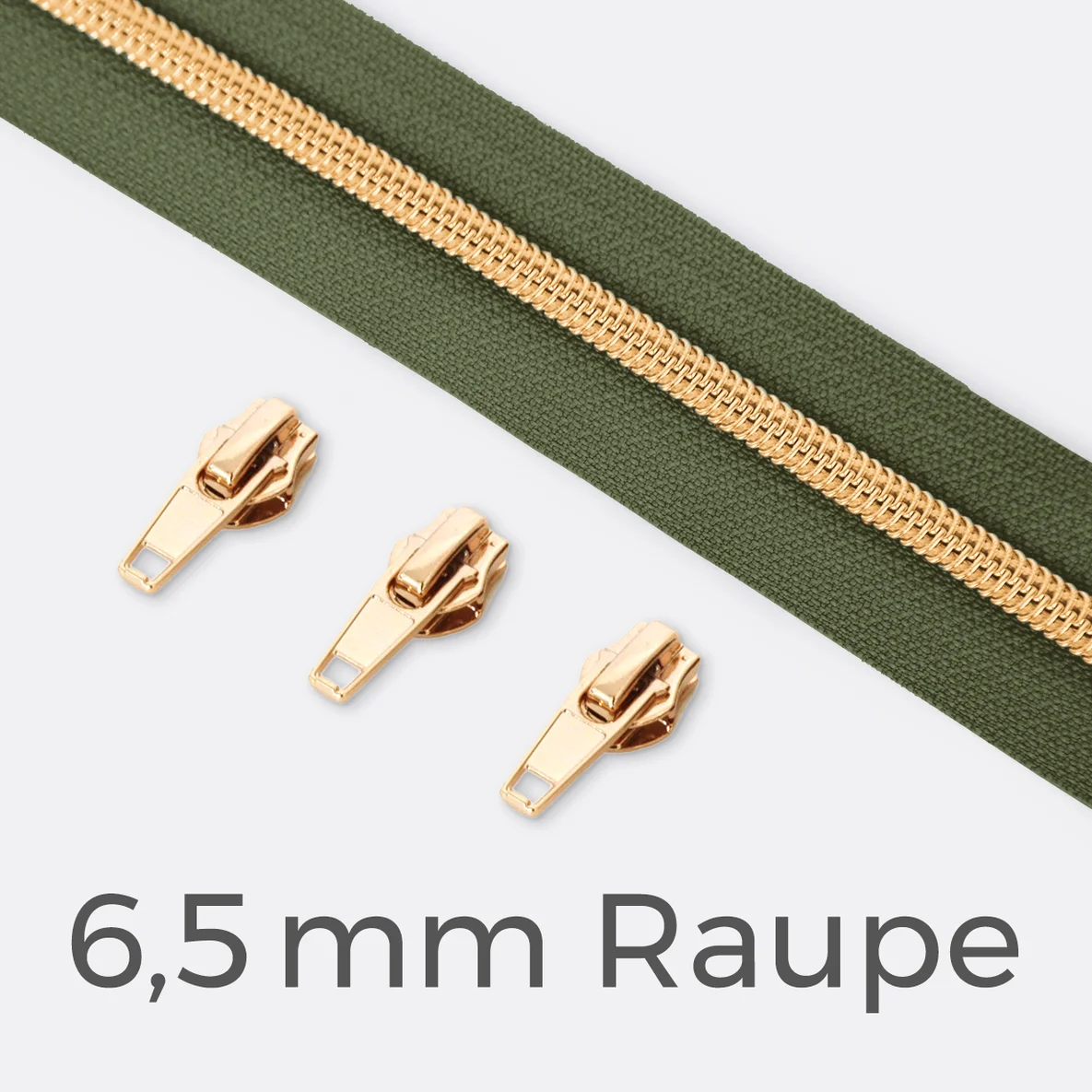 Endlos-Reißverschluss 6,5mm Raupe Gold Army D70