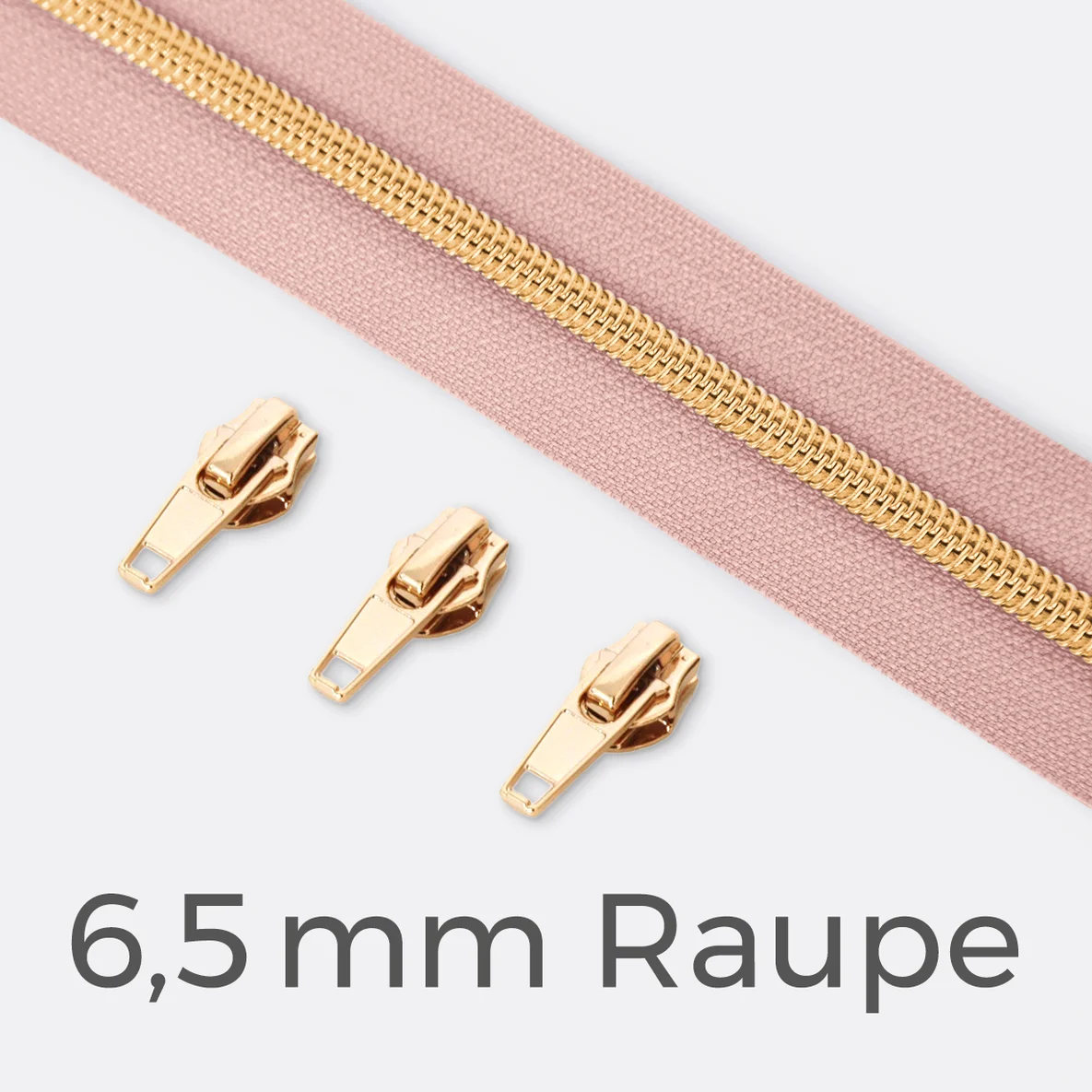 Endlos-Reißverschluss 6,5mm Raupe Gold Nude D209