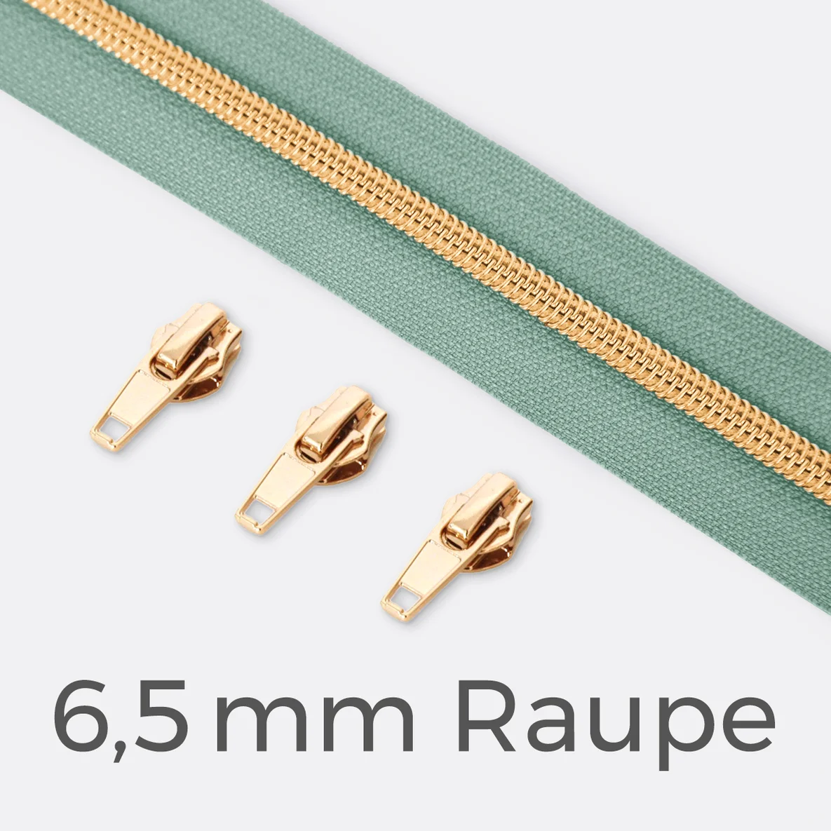 Endlos-Reißverschluss 6,5mm Raupe Gold Mint D250
