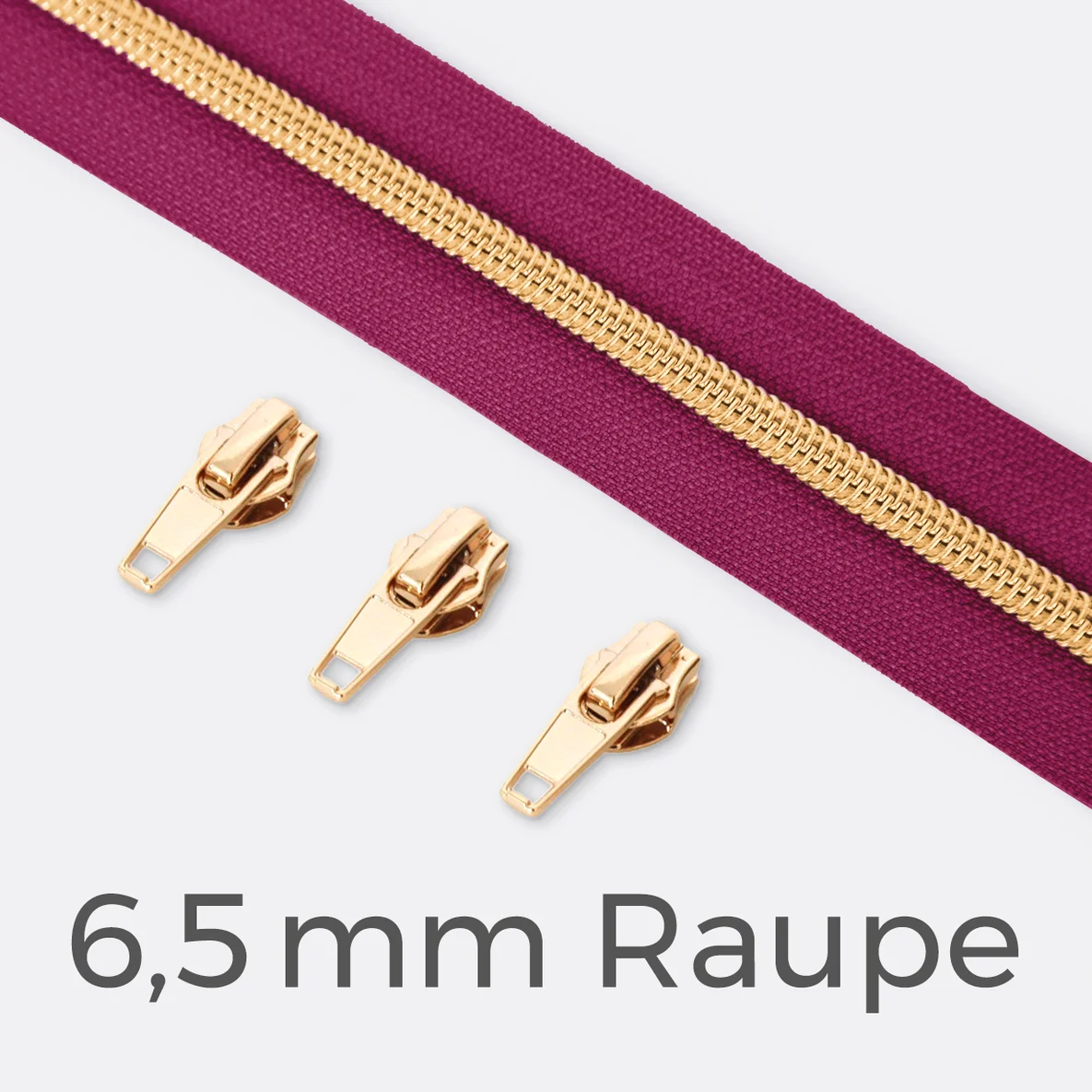 Endlos-Reißverschluss 6,5mm Raupe Gold Fuchsia D258