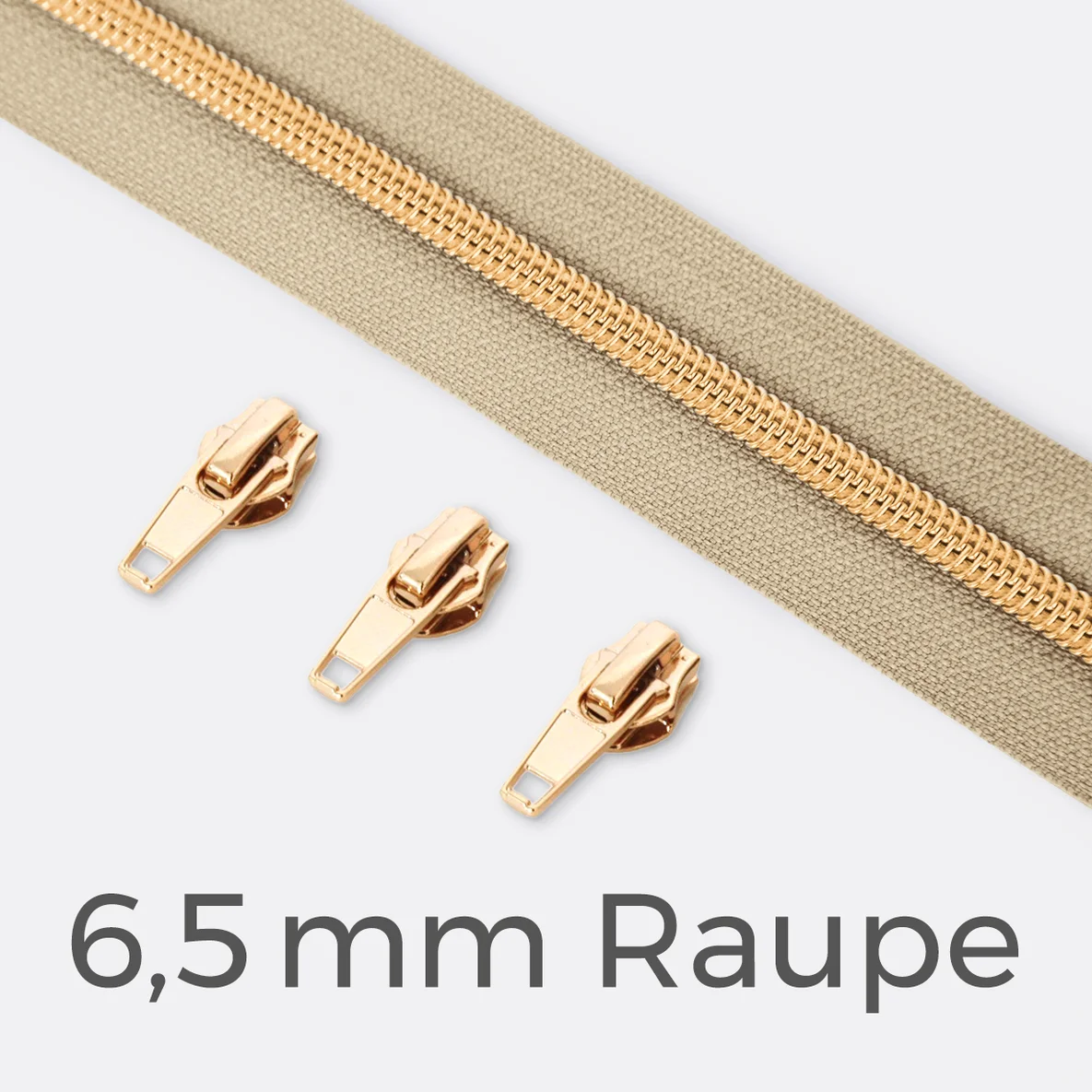 Endlos-Reißverschluss 6,5mm Raupe Gold Beige D371