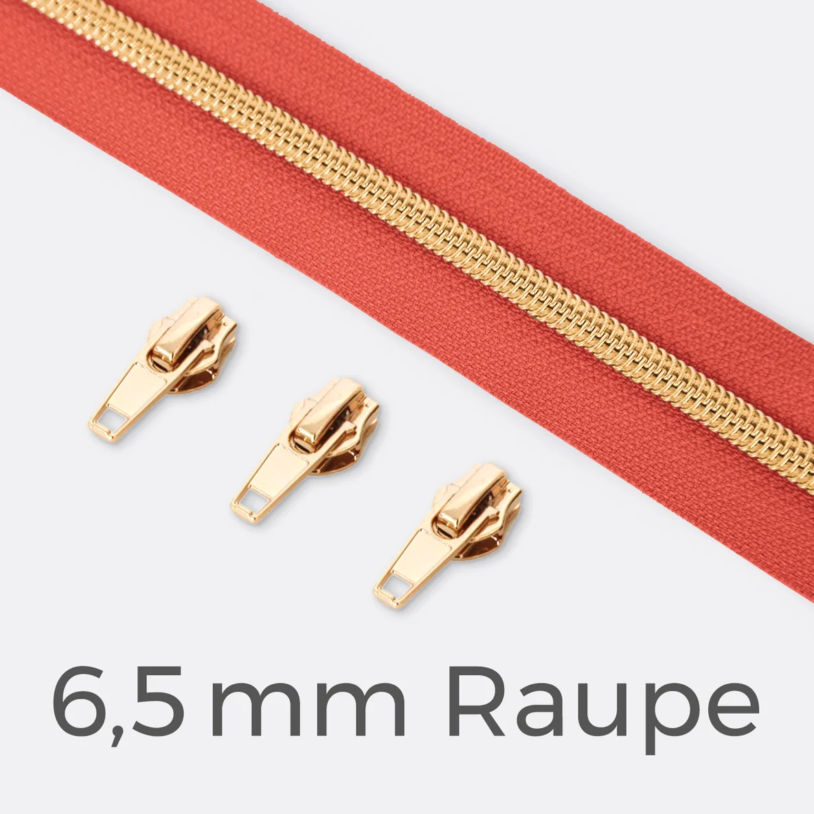 Endlos-Reißverschluss 6,5mm Raupe Gold Koralle D816