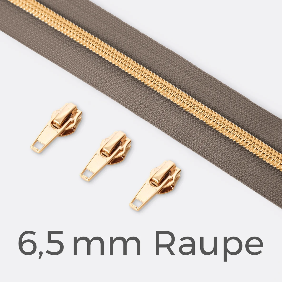 Endlos-Reißverschluss 6,5mm Raupe Gold Taupe D897