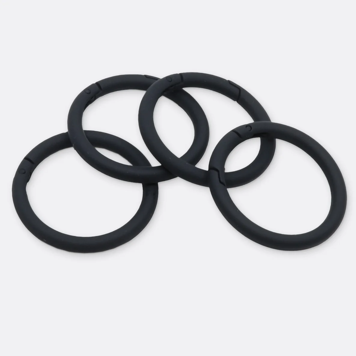 Ring mit Schnappverschluss, 40mm, 4 Stück, Schwarz B5