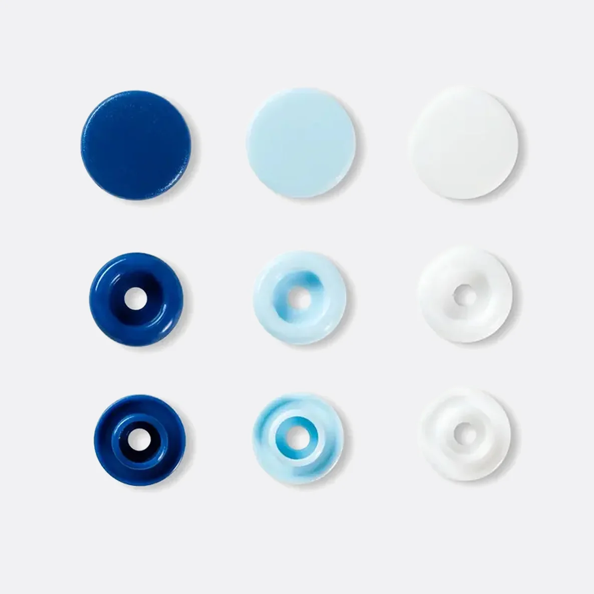 PRYM Love Color Snap Druckknöpfe blau, hellblau und weiss 30 Stück