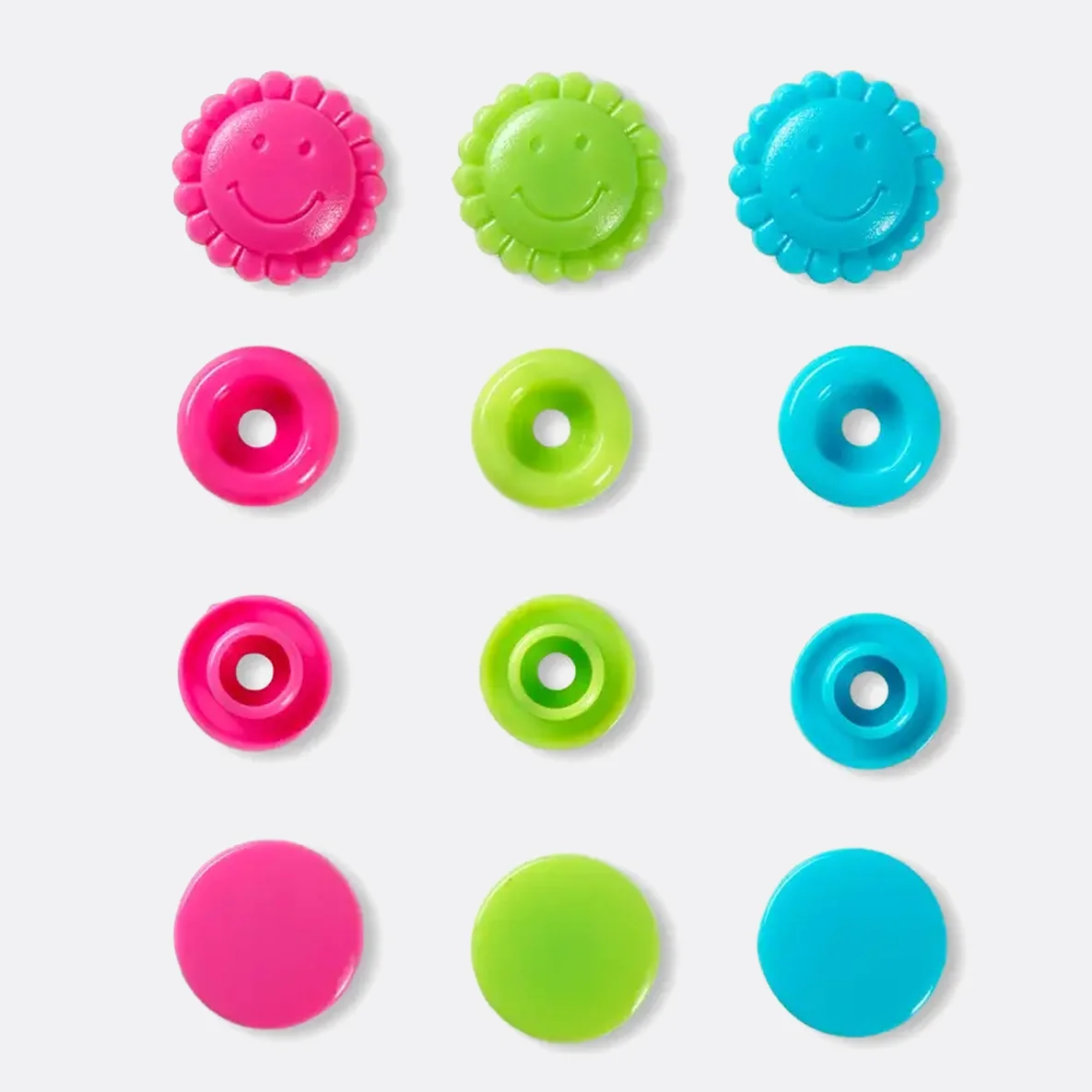 PRYM Color Snap Druckknöpfe Blume, Pink/Grün/Türkis