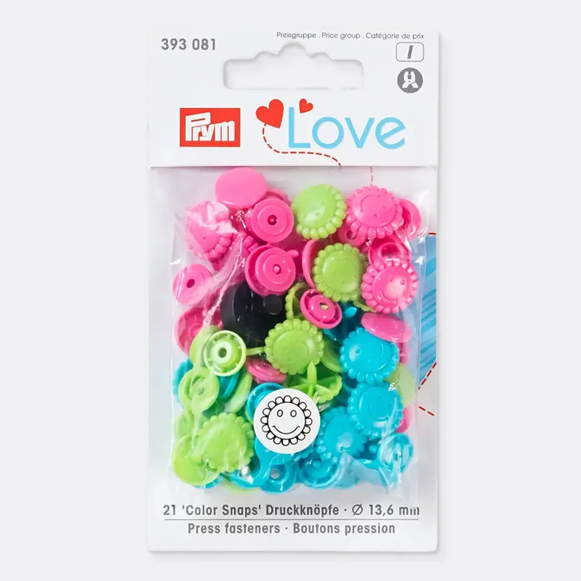 PRYM Color Snap Druckknöpfe Blume, Pink/Grün/Türkis