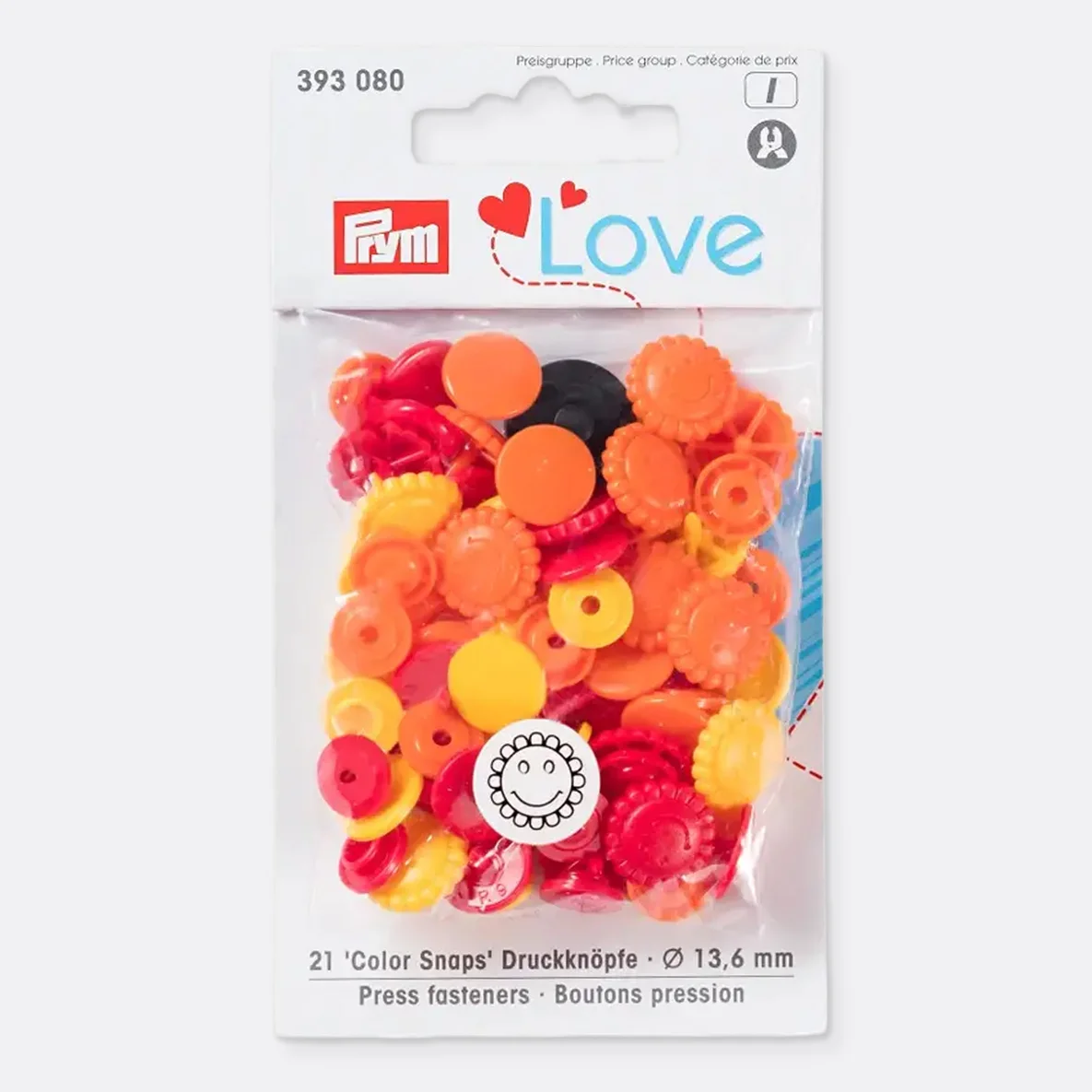 PRYM Color Snap Druckknöpfe Blume, Rot, Orange, Gelb