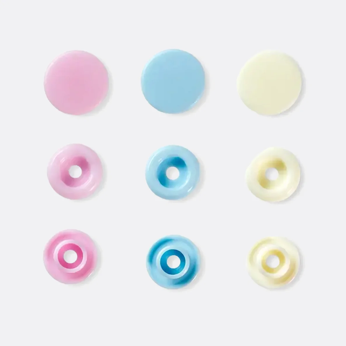 PRYM Love Color Snap Druckknöpfe rosa, hellblau und perle