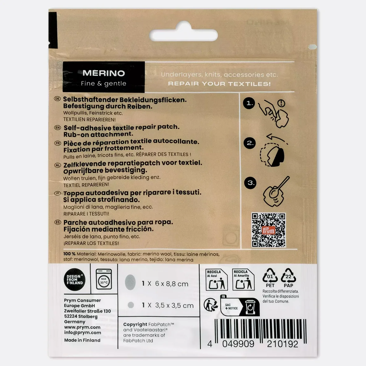 PRYM Rub-on Patch MERINO Hellgrau