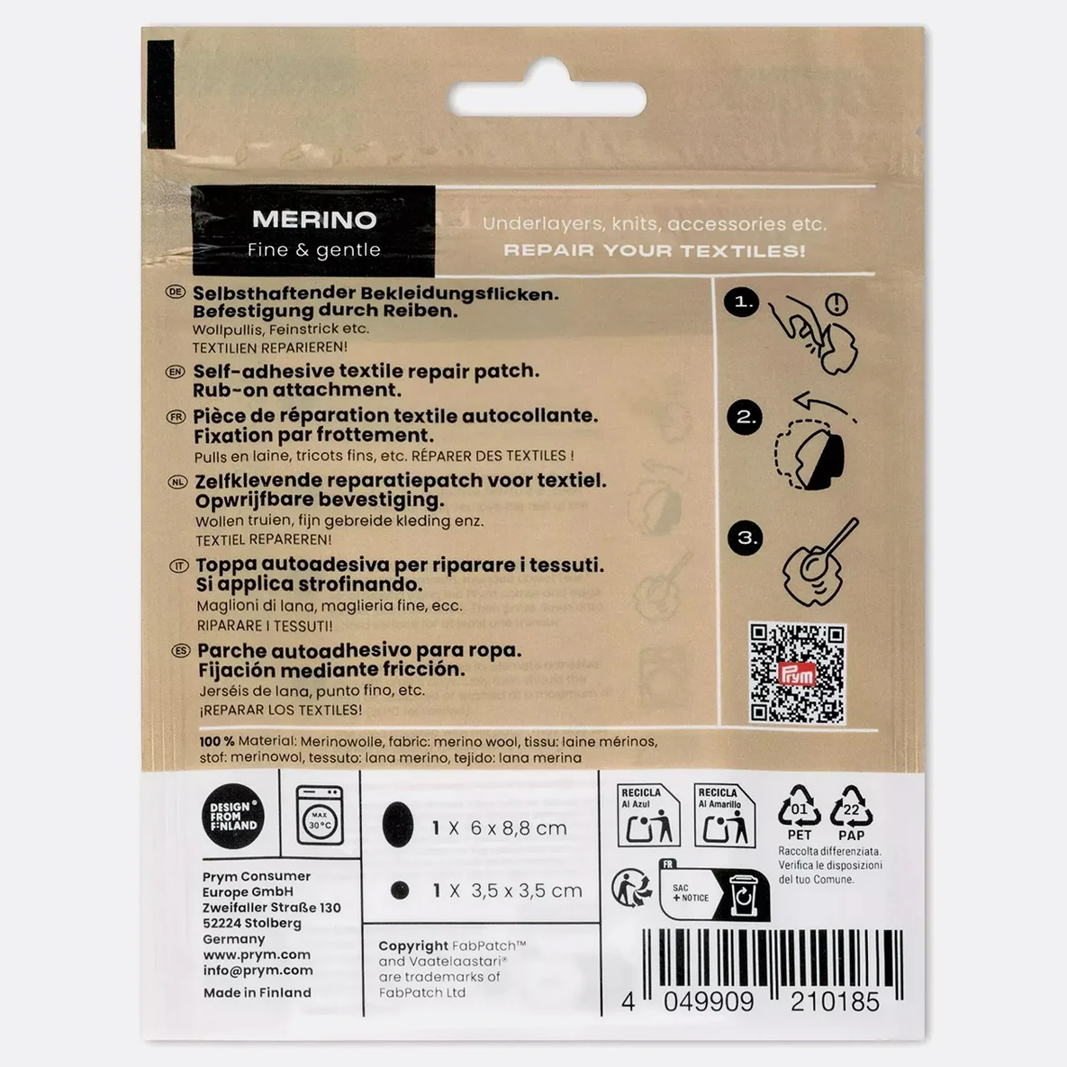 PRYM Rub-on Patch MERINO schwarz