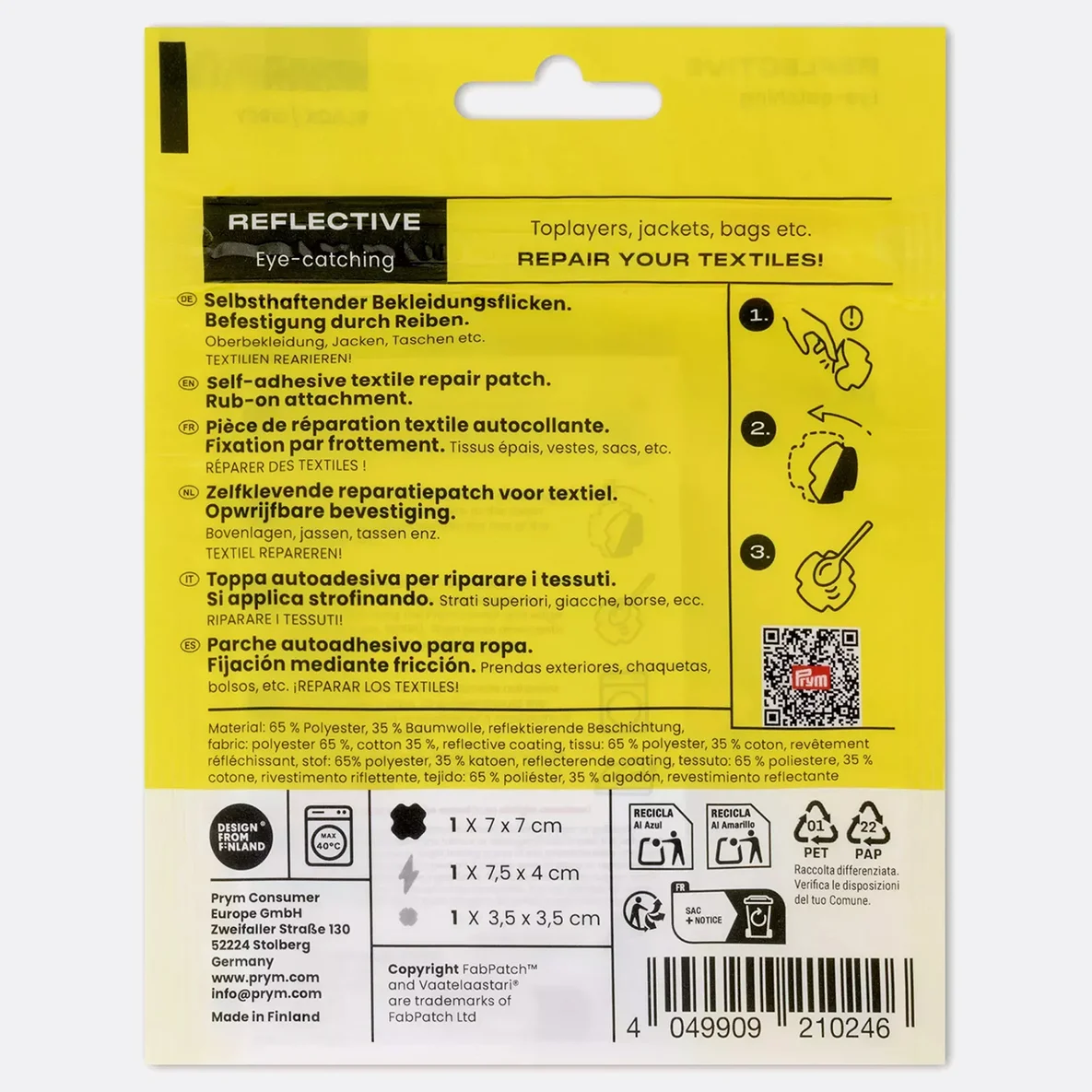 PRYM Rub-on Patch REFLECTIVE 3 Stück 