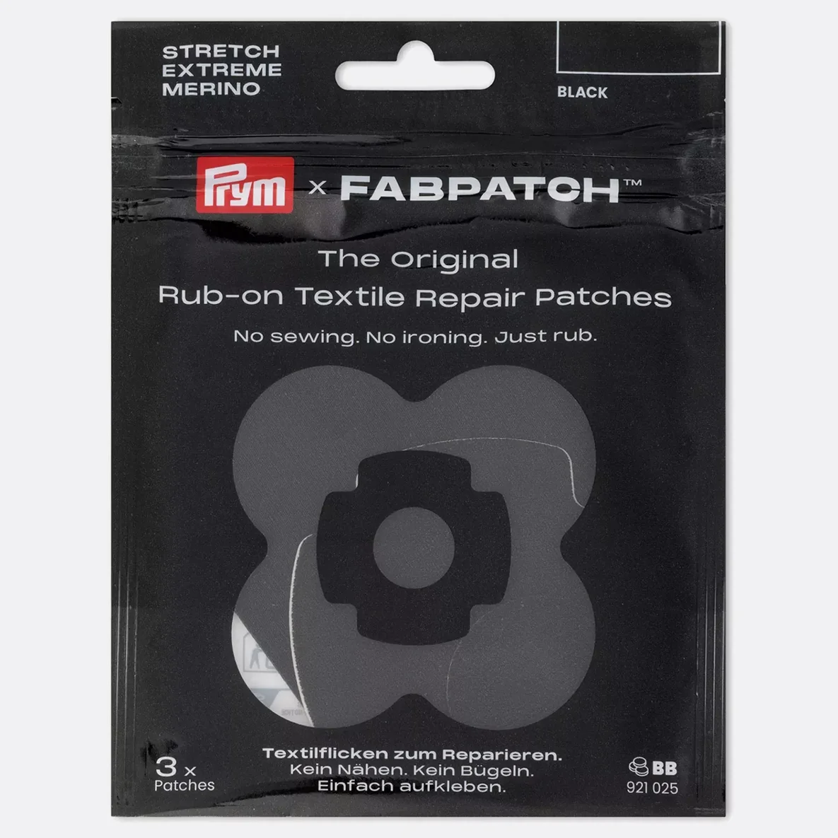 PRYM Rub-on Patch REPAIR KIT 3 Stück Schwarz