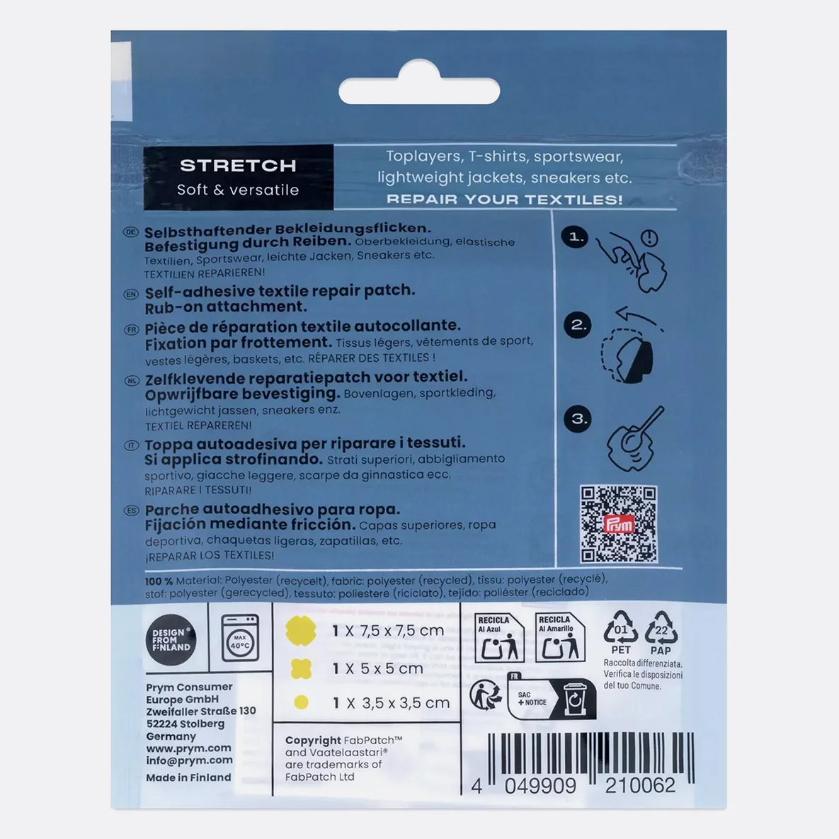 PRYM Rub-on Patch STRETCH 3 Stück Gelb