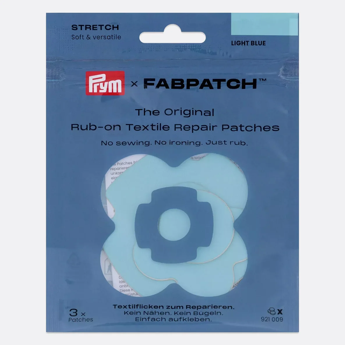 PRYM Rub-on Patch STRETCH 3 Stück Hellblau