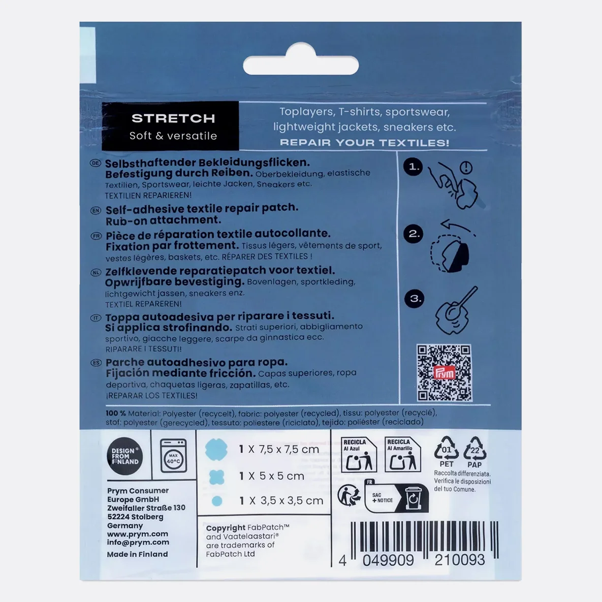 PRYM Rub-on Patch STRETCH 3 Stück Hellblau