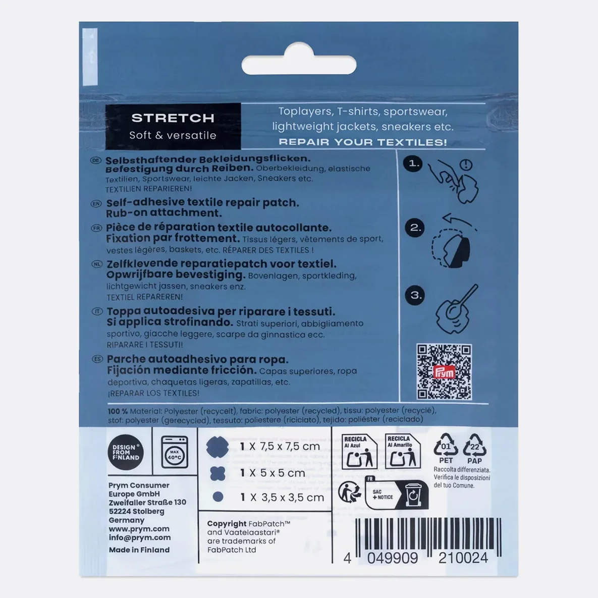 PRYM Rub-on Patch STRETCH 3 Stück Marine