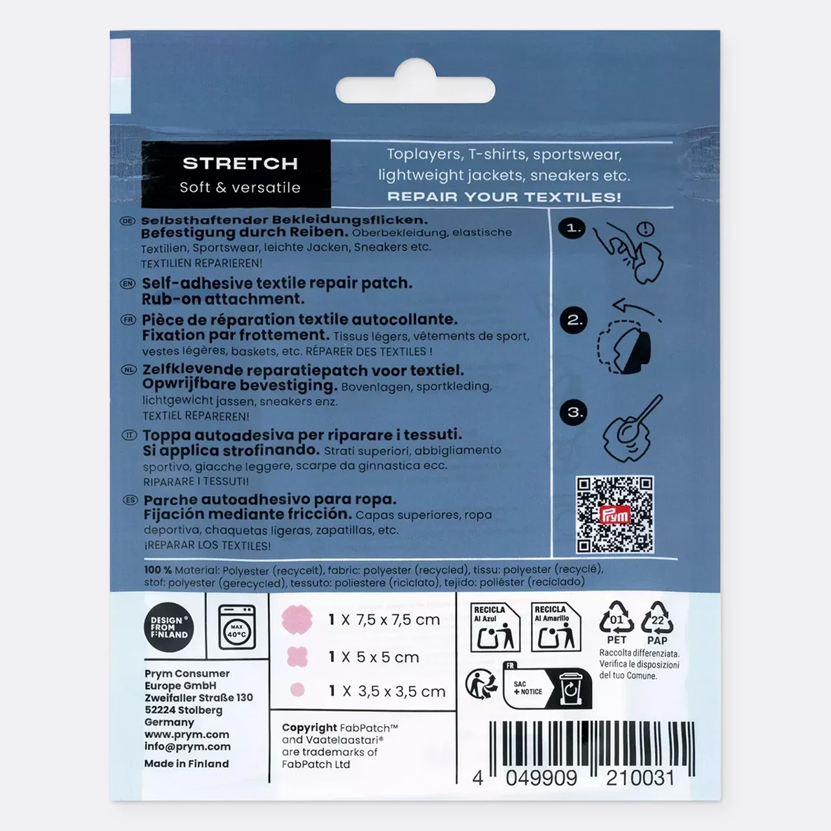 PRYM Rub-on Patch STRETCH 3 Stück Rosa