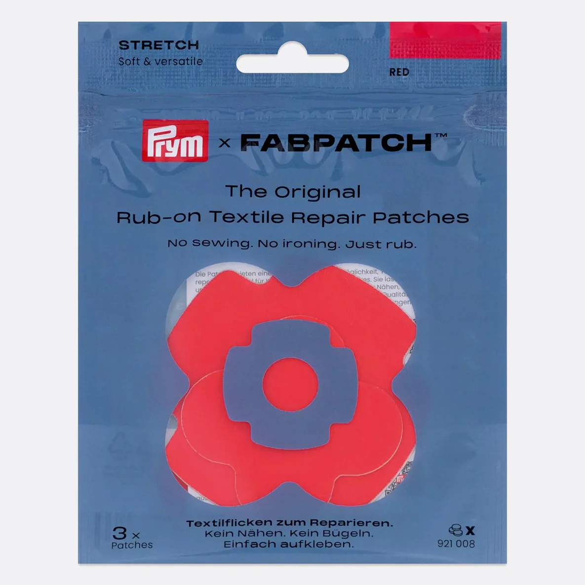 PRYM Rub-on Patch STRETCH 3 Stück Rot