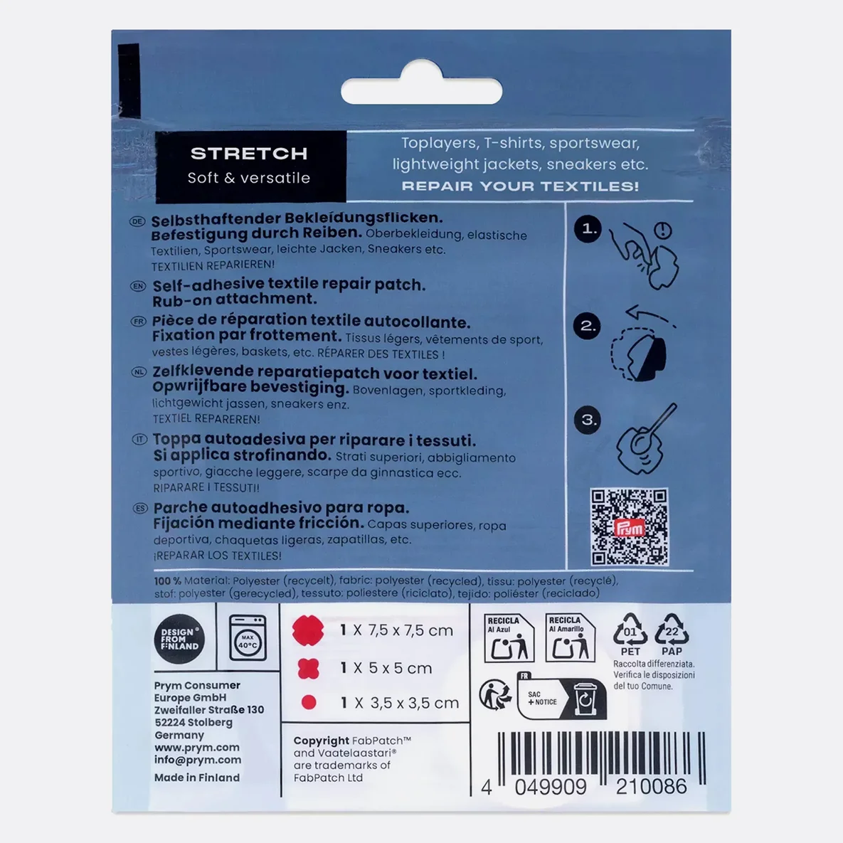 PRYM Rub-on Patch STRETCH 3 Stück Rot