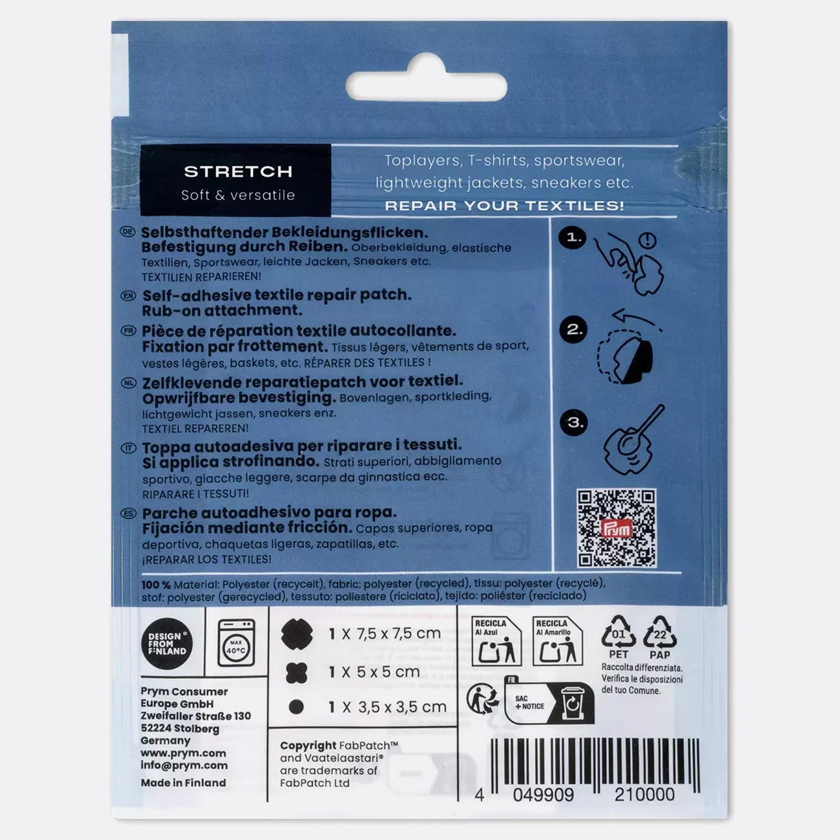 PRYM Rub-on Patch STRETCH 3 Stück Schwarz