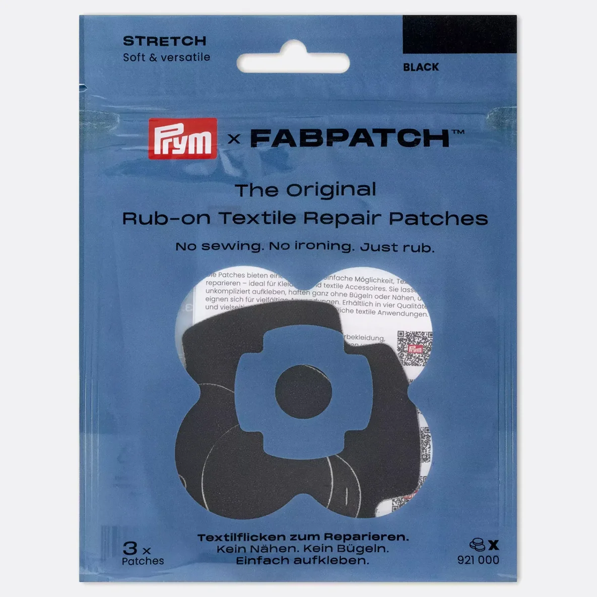 PRYM Rub-on Patch STRETCH 3 Stück Schwarz