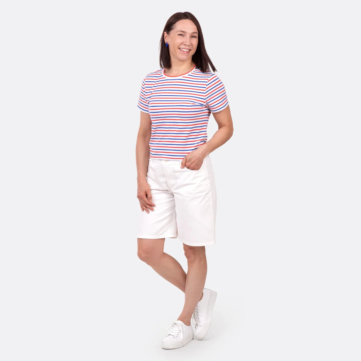 Damen Jeans Schnittmuster aus Köper in Bermuda Länge
