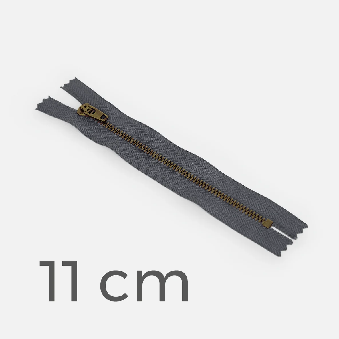 Jeans Reißverschluss 11 cm in Anthrazit mit Zähnchen in Messing