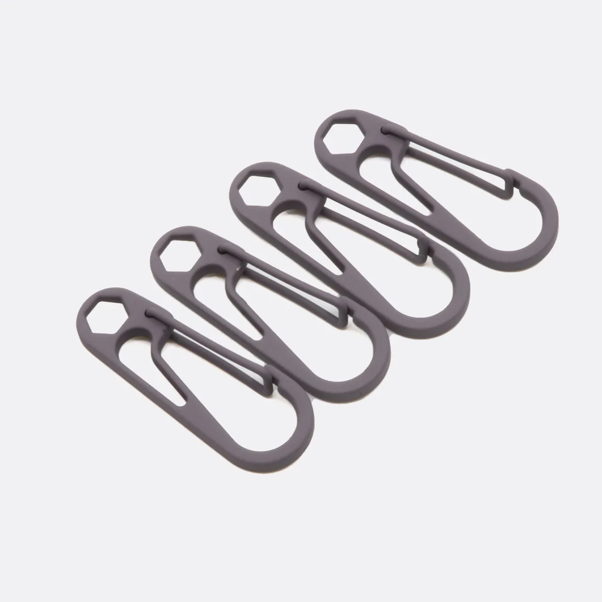 Kordelkarabiner Dunkelgrau D306, 4 Stück