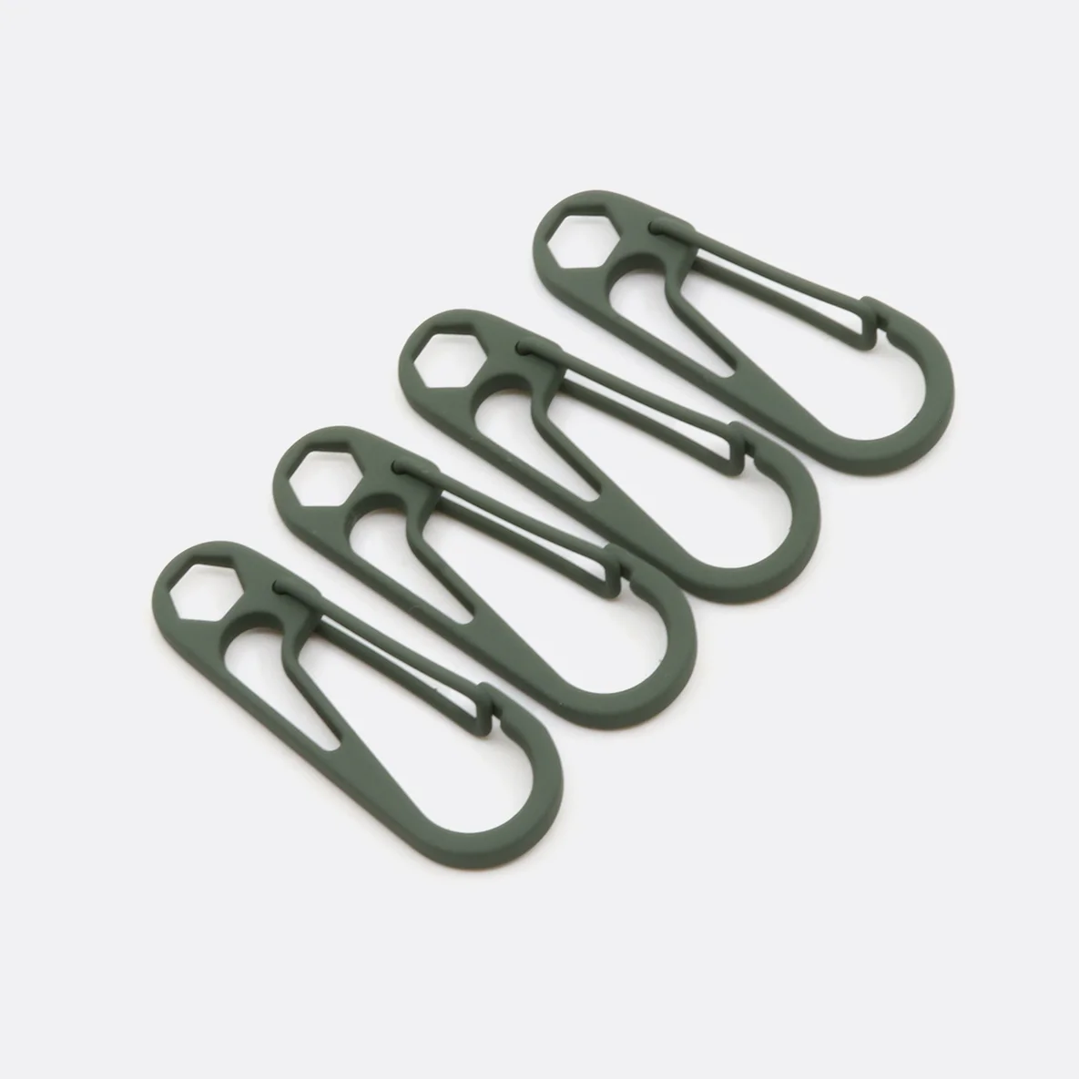 Kordelkarabiner Dunkelgrün D190, 4 Stück