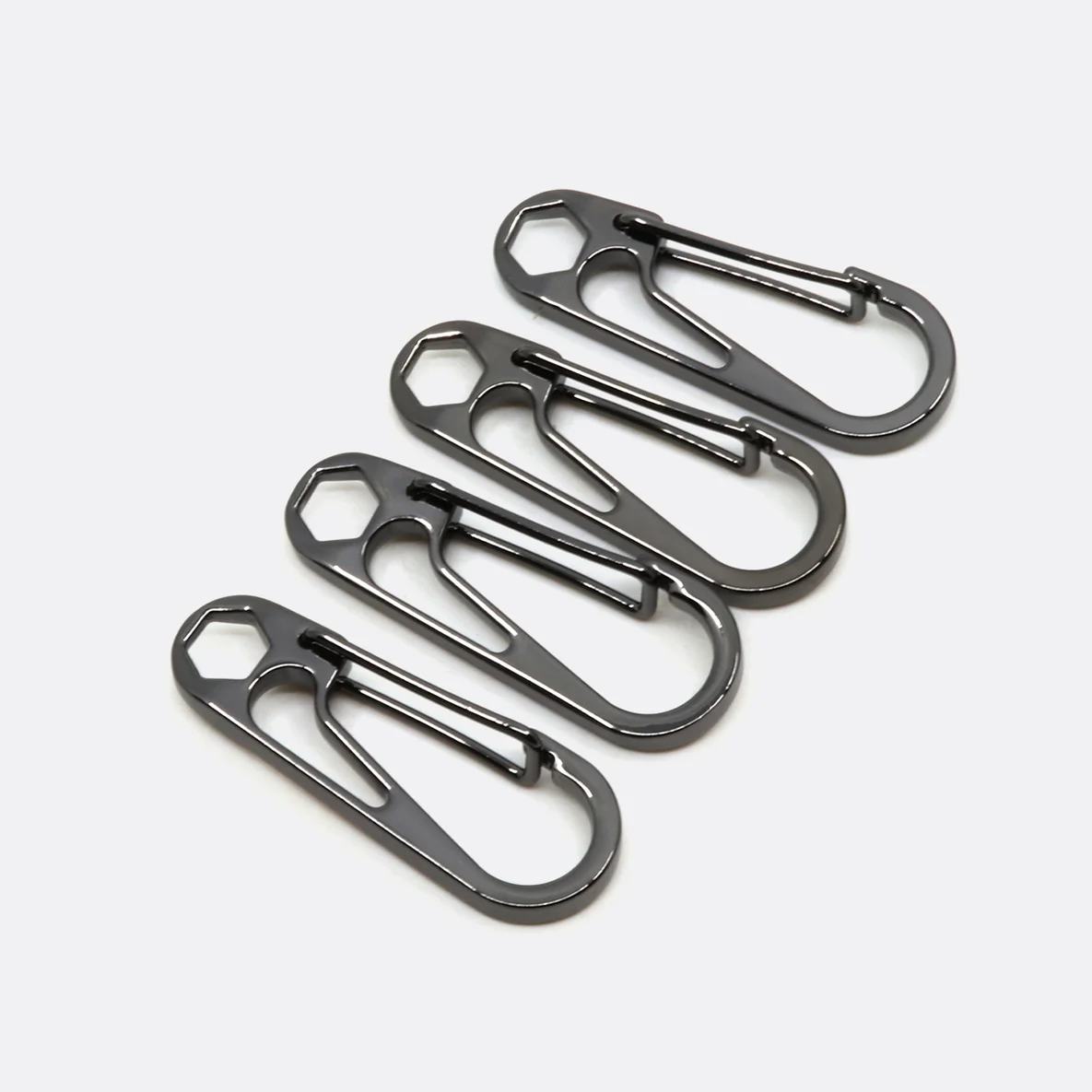 Kordelkarabiner Gunmetal, 4 Stück