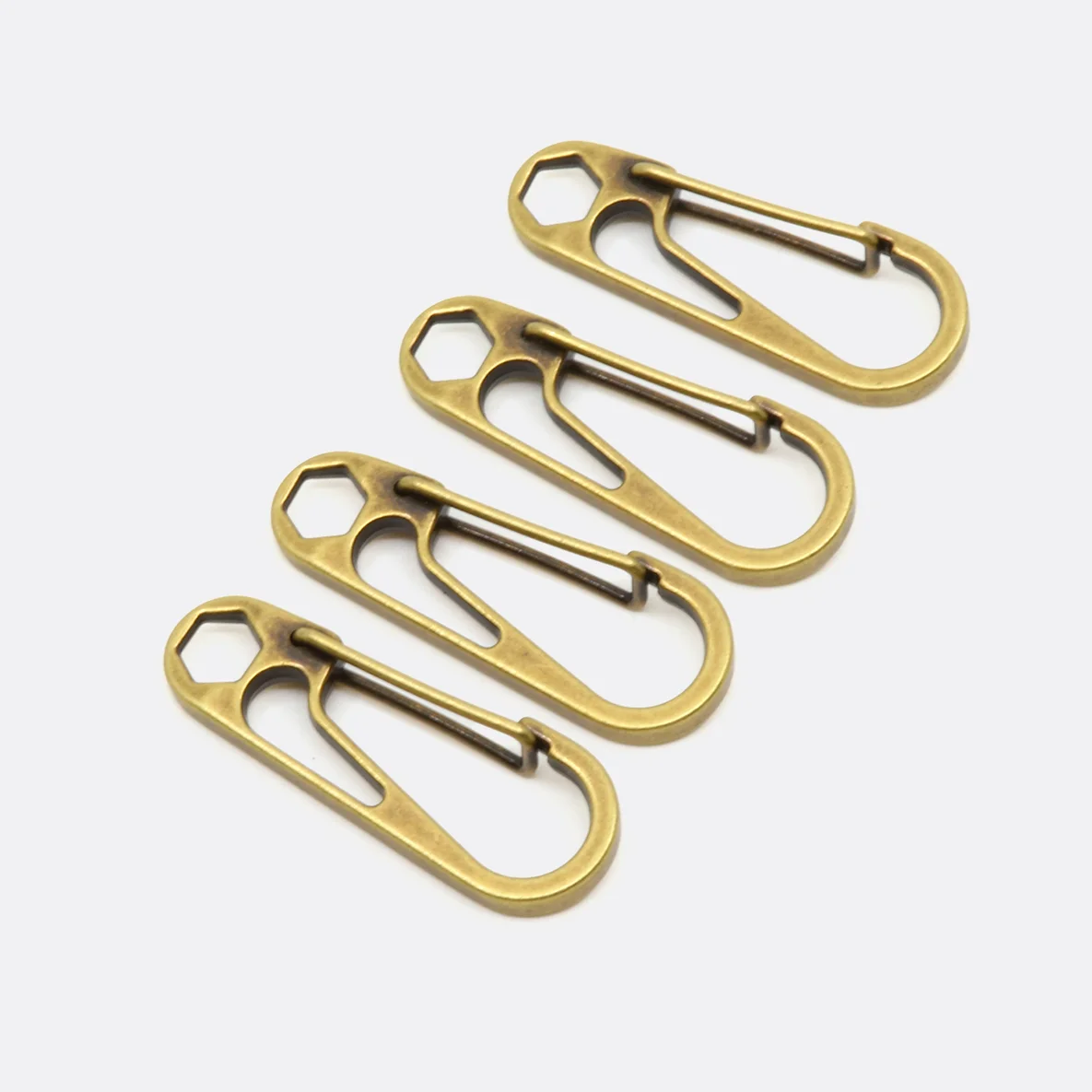 Kordelkarabiner Messing, 4 Stück