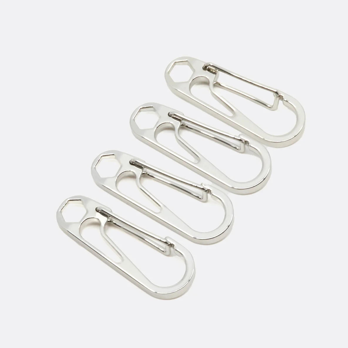 Kordelkarabiner Silber, 4 Stück