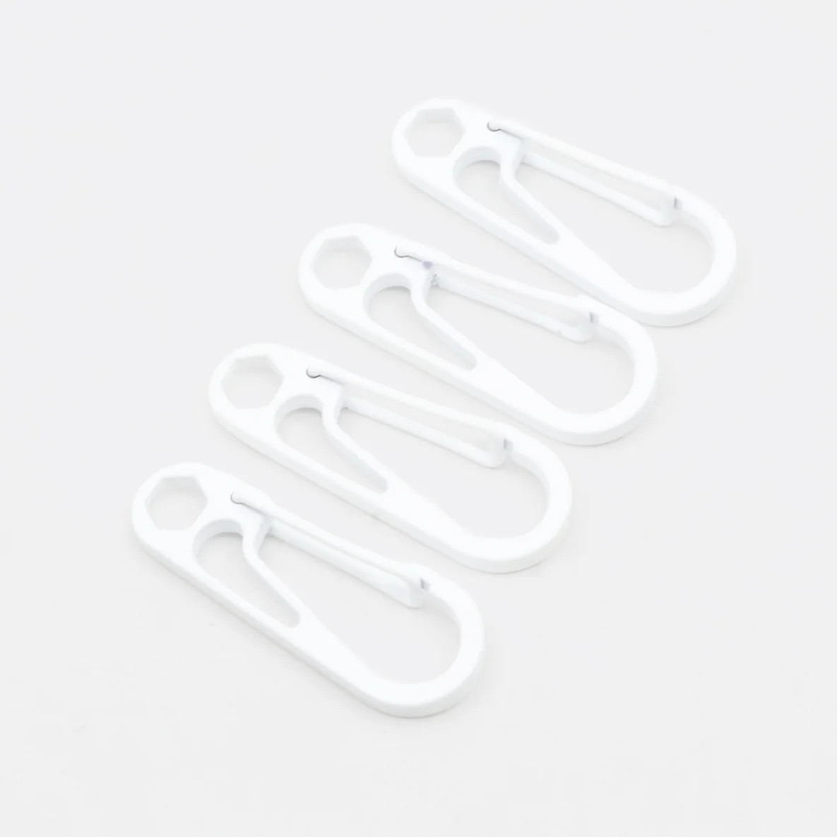 Kordelkarabiner Weiß B3, 4 Stück