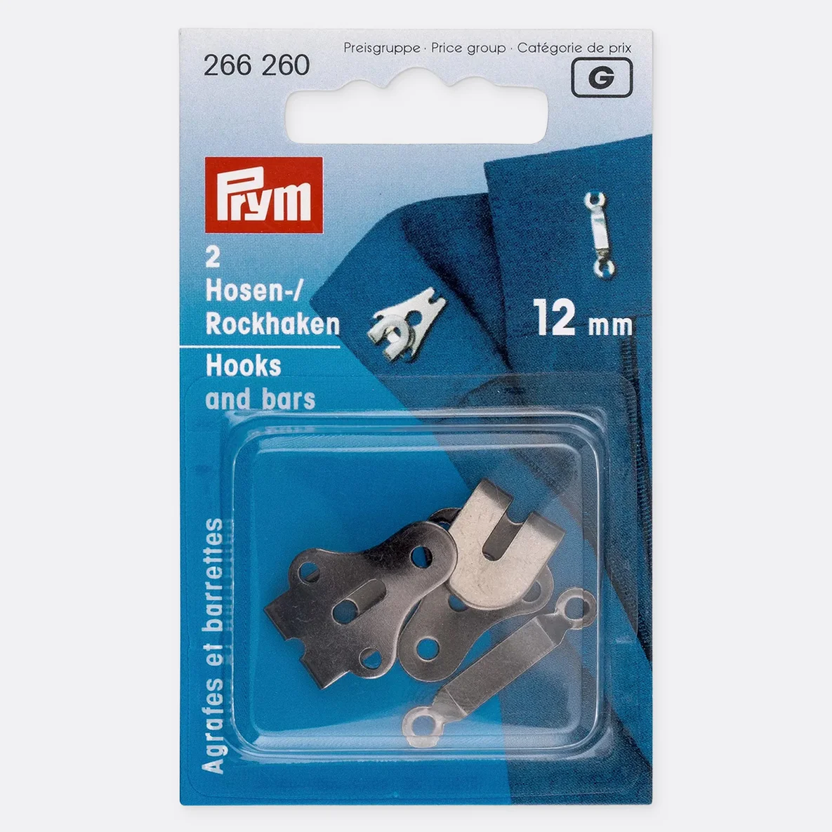 PRYM Hosen- und Rockhaken Schwarz 12mm 2 Stück