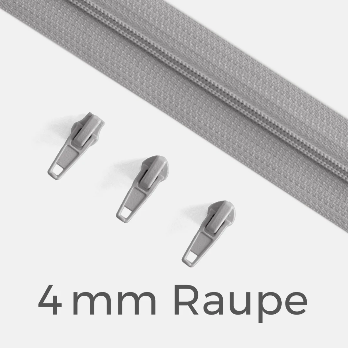 Endlos-Reißverschluss 4mm Raupe Hellgrau D132