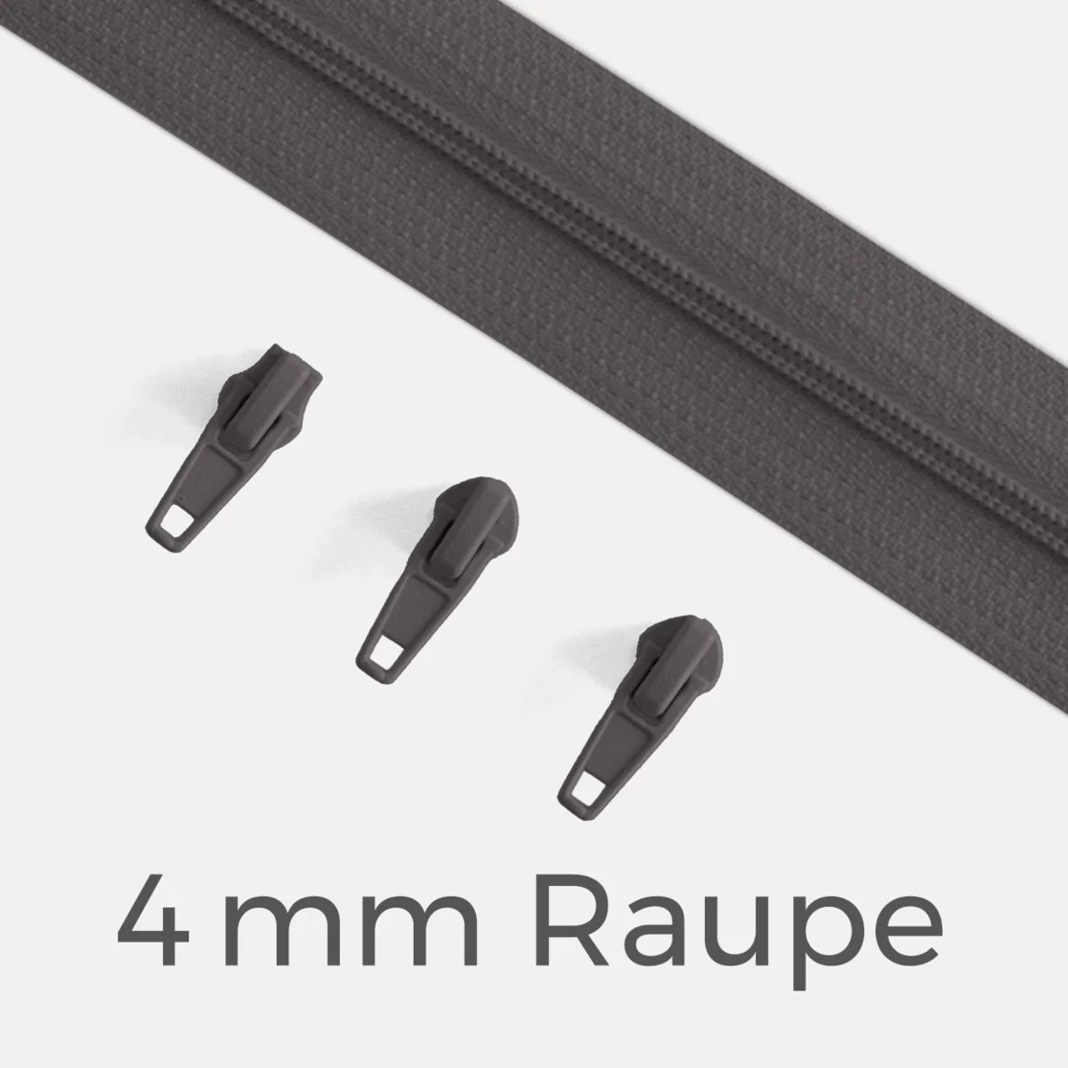 Reißverschluss Endlos Perlonraupe 4mm Zipper Dunkelgrau D306