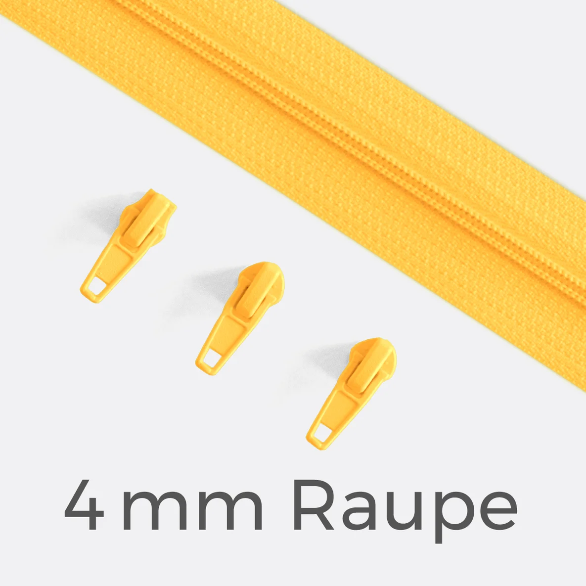 Reißverschluss Endlos Perlonraupe 4mm Zipper Gelb B10