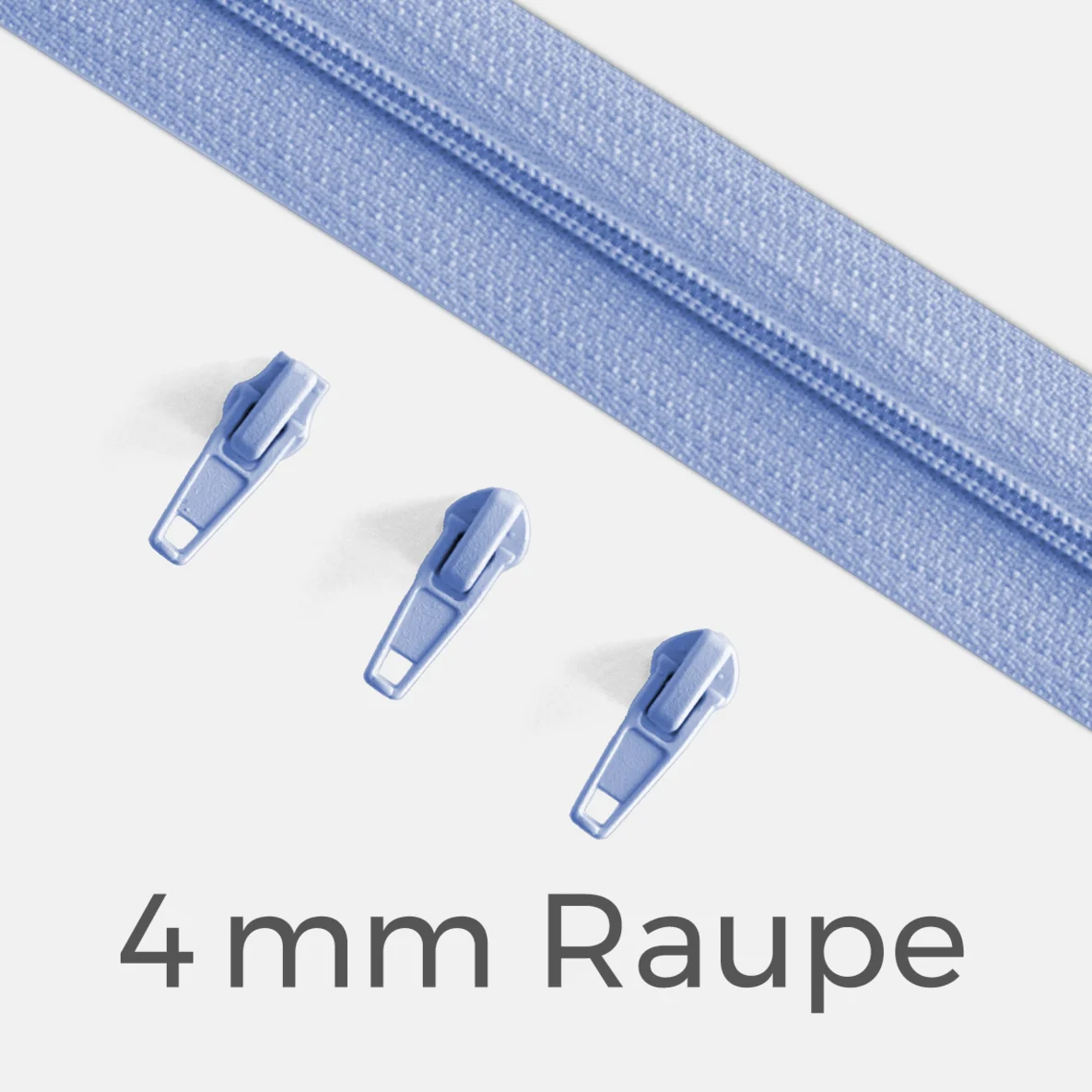 Reißverschluss Endlos Perlonraupe 4mm Zipper Hellblau B20