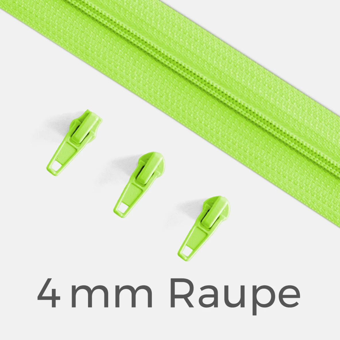 Reißverschluss Endlos Perlonraupe 4mm Zipper Neongrün D872