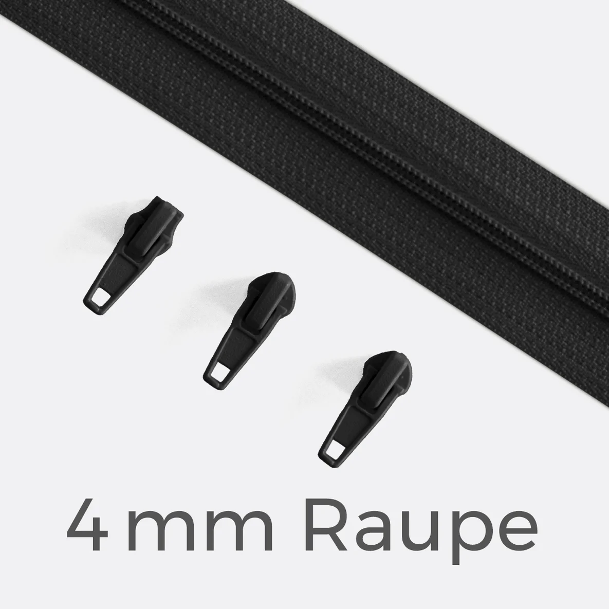 Reißverschluss Endlos Perlonraupe 4mm Zipper Schwarz B5