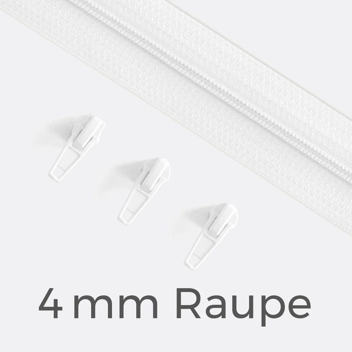Reißverschluss Endlos Perlonraupe 4mm Zipper Weiß B3