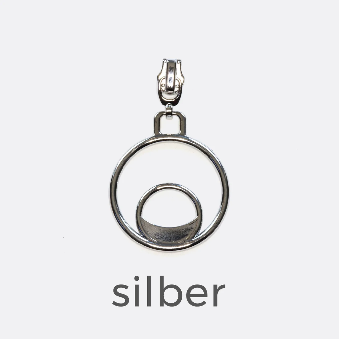 Zipper mit Ring-Anhänger in Silber